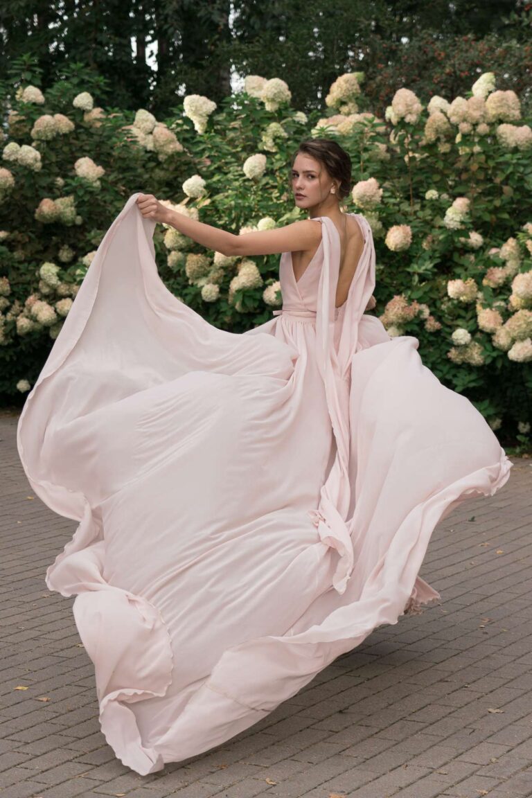 Photo shoot in the garden in Taya wedding dress
