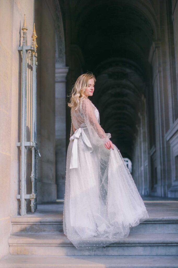 Photo shoot in France bride in Atlantis dress