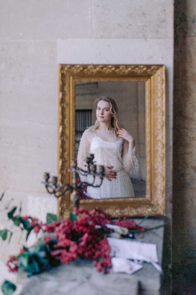 Photo shoot in France bride in Atlantis dress