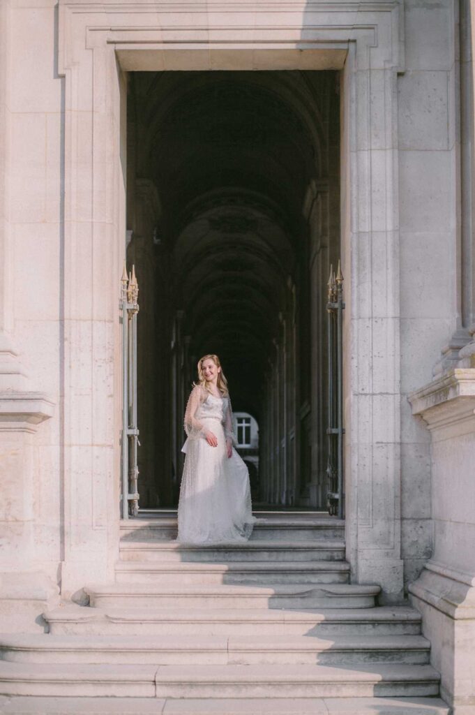Photo shoot in France bride in Atlantis dress