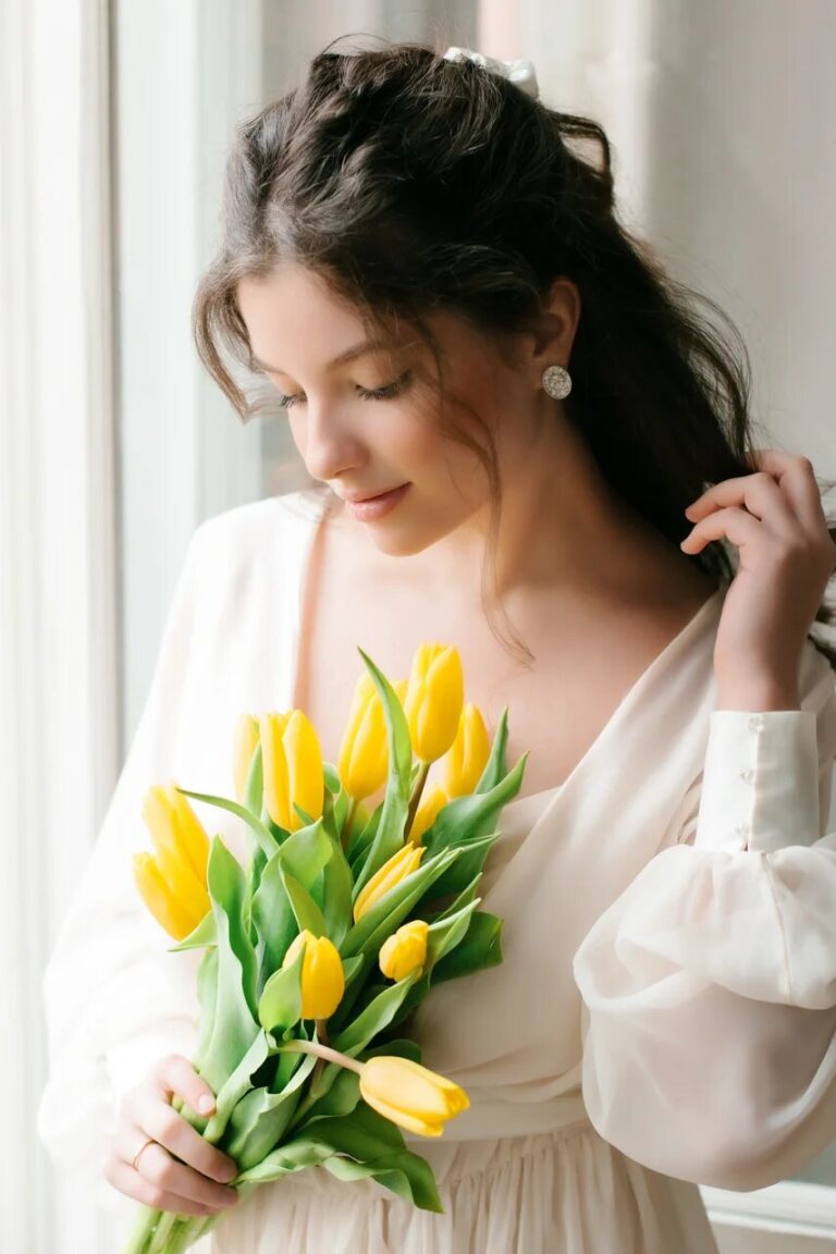 Photo shoot inspired by a spring morning in a Charis dress