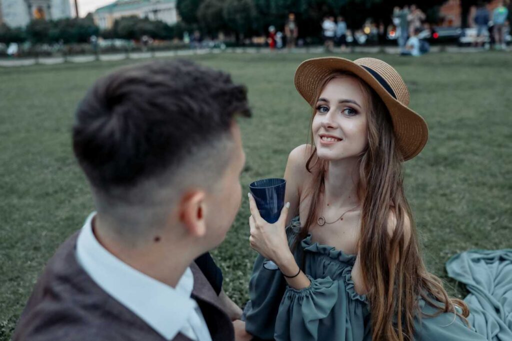 Photo Walking in St. Petersburg bride Tatiana in olive dress Olivia