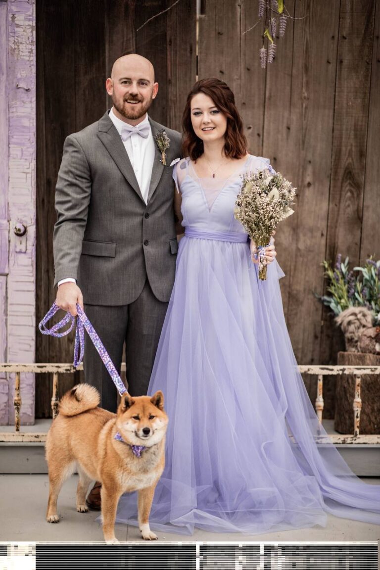 Bride in a lilac Meliae dress