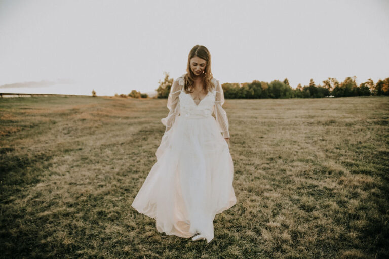 Bride in a Wendy wedding dress