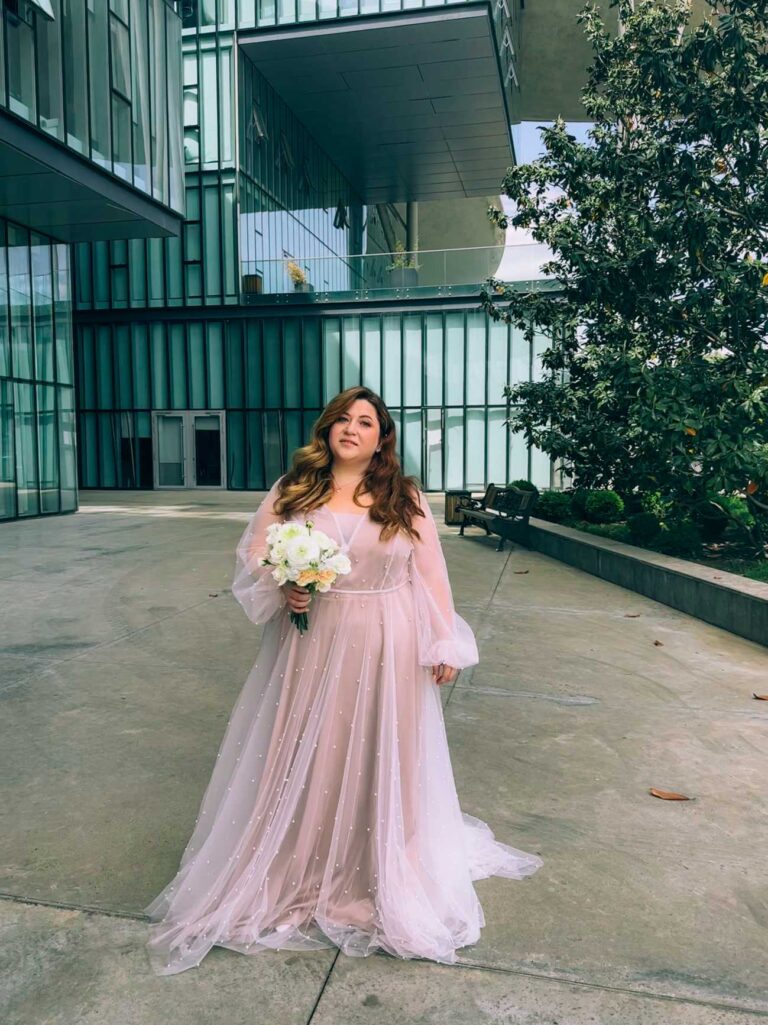 Bride Sonya in an Iowa dress