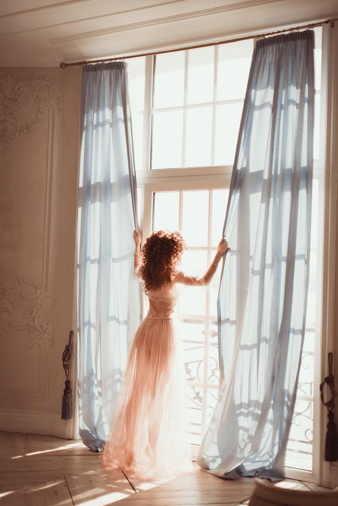Boudoir morning in a Rose dress