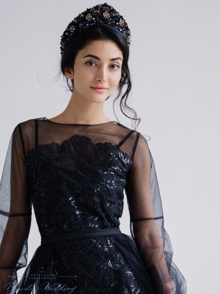 Black Evening lace dress Persephone